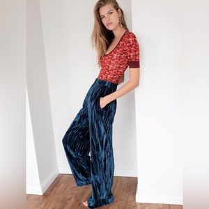 Free People Runaway Velvet Wide Leg Pants